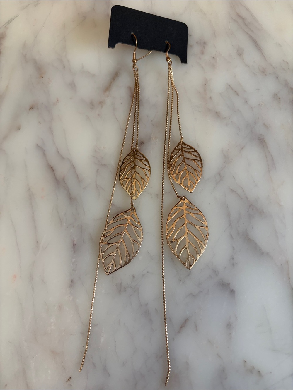 Gold Leaf Drop Dangle Earrings - Women Jewelry